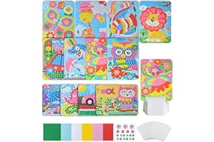 SUVEK 12 Stück Mosaik Bastelset für Kinder, Klebebilder Basteln Frühling DIY Mosaike Aufkleber, Sticky Mosaics, Kunst Kindergeburtstag, Party Beschäftigung Geschenke für Mädchen Jungen ab 3 4 5 6 7 8 Jahre