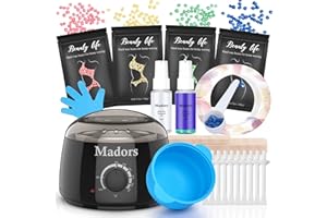Madors Waxing Kit for Women Heating Ring Wax Warmer Wax Kit for Hair Removal Intelligent Temperature Control Wax Machine with Hard Wax Beads (Black)