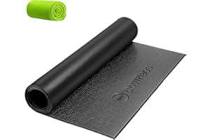 Powr Labs Tapis de vélo d'exercice (2,5 x 6 pi) Tapis de vélo d'intérieur, Tapis de vélo Stationnaire Fonctionne avec Wahoo Kickr Cycleops Nordictrack Rower Peloton Tapis de vélo pour Sol en Bois Dur