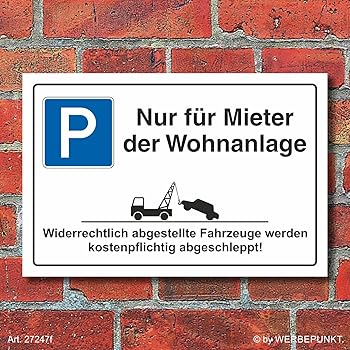 [2226f] Schild Privatparkplatz, abschleppen, 3 mm Alu-Verbund (300 x ...