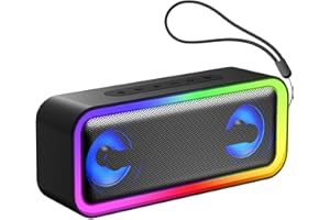 IKT Altavoz Bluetooth Portátil Potente 40W, Altavoces Bluetooth 5.4 con Emparejamiento TWS,7 Cambios RGB, 30 H Reproducción, Impermeable IPX7, Speaker de Exterior para Viajes/Deportes/Fiestas/Ciclismo
