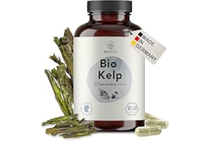 BIONUTRA® Gélules d’iode bio hautement dosées – issues de kelp brun bio d’Écosse, 200 µg/jour, contrôlées résidus, fabrication allemande, véganes, sans additifs, 365 gélules x 300 mg