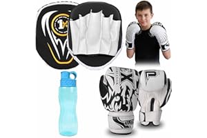 ONEX Boxing Gloves and Pads Kids Boxing Set for Kickboxing & MMA Muay Thai Punching Glove Flat Boxing Pads With Water Bottle Martial Arts Training for Kids and Junior
