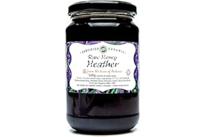 THE RAW HONEY SHOP RAW NATURAL HIVE PRODUCTS Antonio's Raw Certified Organic Heather Honey |Antibacterial Mountain Honey |Unpasteurised |Single Origin |The Raw Honey Shop |(500g)