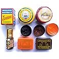 Abiria Pooja Pack of 9 Holy Items of Javadhu Powder,Kumkum Powder,Turmeric Powder,Hanuman Sindoor Paste,Aragaja.Punugu,Gorochan,Kasturi and Attar for Pooja Purpose