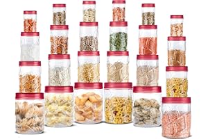 Milton Vitro Plastic Pet Storage Jar and Container, Set of 24 (6 pcs x 300 ml Each, 6 pcs x 700 ml Each, 6 pcs x 1.4 Ltrs Eac