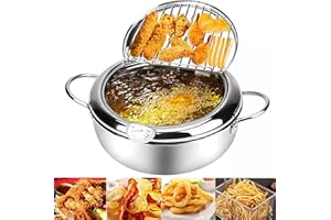 TOP VENDOR New 2.2L Stainless Steel Deep Frying Pot Cooking Tools Tempura Frying Pan Fried Chicken French Fries Pot Oil Drip Drainer Rack with Temperature Controller Thermometer