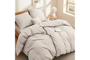 ‎BEDSURE BEDSURE Bettwäsche 135x200 Baumwolle 4teilig - Bettwäsche-Sets Beige Bettbezug 2er Set mit 2 Kissenbezüge 80x80 cm, Oeko-TEX Bedding Natur mit Reißverschluss