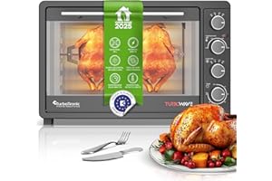 TURBOTRONIC BY Z-LINE TurboTronic Horno Eléctrico 45L con Convección y Asador, 2000W, Mini Horno de Sobremesa, Incluye 2 Bandejas, Ideal para Pizza, Camping y Cocina Compacta