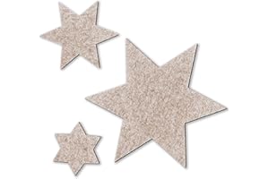 ‎MIQIO MIQIO® Design Filz Sterne 3er Set I 29 cm/ 16cm / 11 cm I Winter Weihnachten Tischdeko I nachhaltige Oekotex Untersetzer für Gläser, Kerzen, Vasen I beige