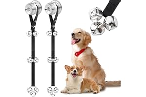 mwellewm 2PCS Dog Training Bells, Adjustable Potty Toilet House Training Bells Dog Puppy Doorbells with 7 Extra-Loud Jingle (Black)