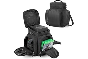 Trunab Console Carrying Case Compatible with Xbox Series X, Travel Bag with Multiple Pockets for Xbox Controllers, Cables, Portable Hard Disk and Other Accessories, Green - Patented Design