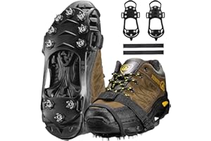 XZSUN Ice Klampen Steigeisen mit 10 Zähne,Spikes für Schuhe Schuhkrallen Spikes Ice Klampen Spikes für Wanderschuhe Steigeisen Grödel Eisspikes Anti Rutsch für Winter Walking Wandern Bergsteigen.