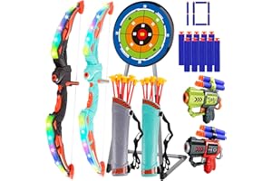 ‎QIQUBOX QiquBox 2 Pack Bogenschießen Set für Kinder Bogen und Pfeil mit LED-Beleuchtung für Innen- und Außenbereich Spielzeug für Jungen und Mädchen im Alter von 4-12 Jahren Geschenk