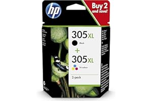 HP 305XL Pack de 2 Cartouches d'Encre Noire et Trois Couleurs grandes capacités Authentiques (6ZA94AE)
