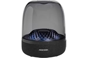 Harman Kardon Aura Przenośny Głośnik Bluetooth z Dźwiękiem Przestrzennym 360 stopni, Mocnym Basem i Wbudowanym Oświetleniem, Kolor Czarny