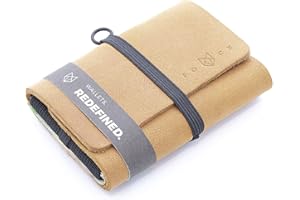 FOCX ® Purist – mini portfel ze skóry, na karty i banknoty, mały, wyjątkowy portfel, cienki portfel z kieszenią do ciągnięcia, etui na karty, etui na karty dla mężczyzn i kobiet, wyprodukowano w Niemczech, koniak, Slim,