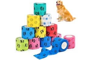 WuGU 12 Rollen Selbstklebender Verband, Haftbandage Selbstklebend, Cohesive Bandages Elastisch Pet Vet Wrap, Geeignet für Stretch Sportler, Handgelenk, Fingern, Pet (12 Farben 5 cm x 4,5 m)
