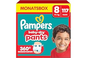 ‎PAMPERS Pampers Baby-Dry Pants Größe 8, 117 Windeln, 17kg+, 360° Passform hilft, Auslaufen zu verhindern