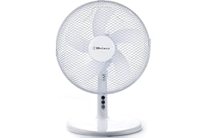 Belaco 12inch Table Fan Desk Fan with 3 Speed Oscillating cooling fan Stand Fan floor fan Low Noise Strong Resistant Base high protective mesh grill home office (White)