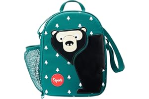 3 Sprouts - Lunchtasche Kinder - Lunch Bag for Kids mit Isolierung - Kühlfach für Brotdose - Lunchbox Tasche Kindergarten - Kühltasche für Schule und Ausflüge - Bunter Kinder Lunchbag - Bär