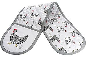 SPOTTED DOG GIFT COMPANY Gant de Four Double, Gant de Cuisine Double Résistant à la Chaleur, Double Manique pour Cuisiner, Cuisson avec Motif Poule, Cadeau Original pour Cuisinière et Amoureux des Animaux Femme Homme