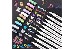 Lypumso Feutres Marqueurs Métalliques, Feutre Magique 10 Couleurs, Stylo Paillette de Métallisée pour Peintures, Albums de Coupures, Albums, Cahiers, Autant Souhaitez avec Enfant Adulte