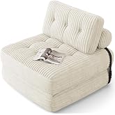 Xbro 2-in-1 Folding Sofa Bed, Corduroy Fabric, White | Upholstered in corduroy fabric, foam filling, foldable and portable st