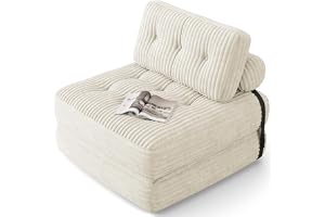 Xbro Fällbar bäddsoffa med lutande rygg, 2-i-1 hopfällbar fåtölj för små utrymmen, manchestyg med skumfyllning, 170 x 85 cm utfälld