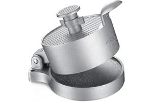 PURPLEBIRD Presse à Burger d'épaisseur Réglable, Presse à Hamburger en Fonte d'aluminium de 11,5 cm avec Revêtement Antiadhésif pour des Galettes Uniformes, Leckere Burger Galettes, Cheeseburger, BBQ