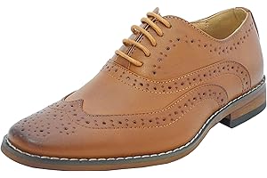 GOOR Boys Leather Lined Lace Up Smart Brogues Tan Brown Shoes UK