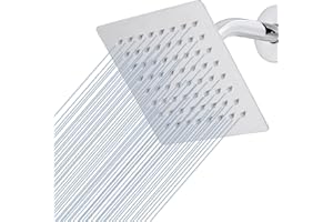 Cabezal de Ducha Lluvia de 15cm, Voolan Cabezal de Ducha Cuadrado de Alta Presión de Acero Inoxidable 304 Ducha Cómoda a Baja Presión de Agua Instalación en Pared o Techo (Cromo)