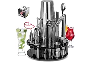 CKductpro Bartender Kit, 41 pezzi Boston Cocktail Shaker in acciaio inossidabile,supporto rotante in acrilico, Bar Gift Set