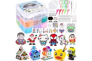 NLMWTI Kit De Perles à Repasser, 11000pcs 5mm Perle a Repasser 20 Couleurs avec Boîte De Rangement, Kit DIY Design Perles a Repasser, Cadeau Noël Anniversaire pour Garçon Filles