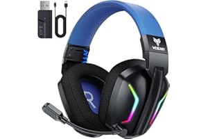 WESEARY WG1 Cuffie Gaming Wireless, 2,4 GHz Cuffie Gaming con Microfono per PS5, PS4, PC, Switch, Mac, Mobile, Cuffie per PS5 con Stereo, Cuffie Bluetooth Over Ear con Luce LED, Batteria da 50 Ore