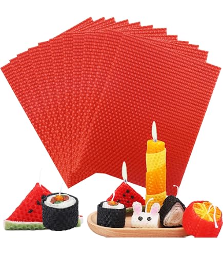 Lot De 10 Feuilles De Cire D'abeille Naturelle Marstey - 20x15 Cm, 100% Biologique, Pour Fabrication De Bougies Ou Apiculture