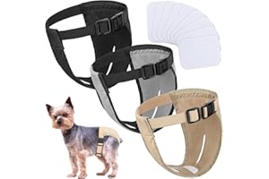 XUNIEA 3er Pack Hundehosen Hundewindeln mit 9 Damenbinden Verstellbare Hündinnen Schutzhose bei Hitze Monatlich Blutende Physiologisch Welpen Saison Waschbare Läufigkeitshosen (S)