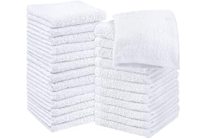 Utopia Towels -Set de Gants de Toilette (Lot de 24 - Blanc) -100% Coton filé à l'anneau, Serviettes de Toilette 30 x 30 CM, Debarbouillette très absorbants-Petite Serviettes