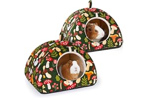 Hedgeink Lot de 2 Lits pour Cochon d’Inde – Maison Lavable pour Petit Animal avec Coussin Doux et Fond Antidérapant – Cachette pour Lapin, Hamster, Hérisson, Chinchilla et Furet
