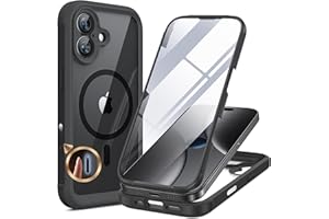 Miracase 360 Grad für iPhone 17 Hülle mit Magsafe, Eingebaut Glas Schutzfolie, Komplettschutz HandyHülle Magnetisch Stoßfest Case für iPhone 17 Schutzhüllen 6,3 Zoll,Schwarz