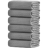 Aurathon Kitchen Towels Set of 6 Kitchen Towels 40 x 40 cm, Grey | Good Super Absorbent and Resistant No Shedding Hair,Waffle