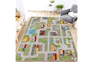 Capslpad Tapis de jeu de voiture pour enfants - Lavable - 150 x 200 cm - Tapis de course de voiture antidérapant - Tapis interactif pour salle de jeu - Tapis éducatif durable pour chambre d'enfant,