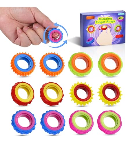 Mr. Pen - Spikige sensorische ringen, set van 10, stressverminderend speelgoed, fidgetringen, stimulator voor ADHD en autisme