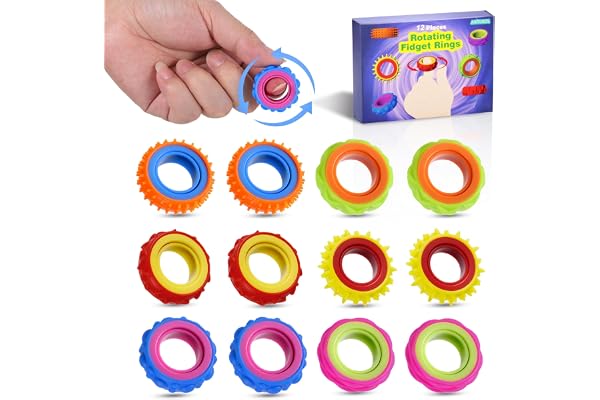 Kssvzz Fidget Toys Anti Stress,Lot de 12 Bague Silicone Anti Stress Enfant,Jouets Sensoriels pour Autisme et Tdah,Jouets Silencieux pour Concentration Soulager Anxiété Adultes et Enfants