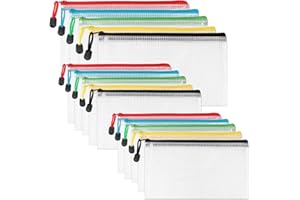 JAOMON 15 Stück Dokumententasche A4+A5+A6,Transparent Wasserdichte Dokumententasche mit Reißverschluss Mesh Zipper Beutel für Datei,Papier,Quittungen, Kosmetika (A4+A5+A6)