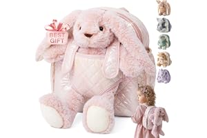 Moonkie dagisryggsäck, Kita ryggsäck med avtagbar leksak flicka, mjuk plysch dagis ryggsäck 1–3 år, perfekt för Kita, resor o