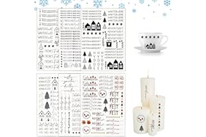 BGTLJKD 6 Stück Kerzen Tattoofolie, Kerzen Sticker, Kerzen Tattoo Weihnachten, Wasserschiebefolie Kerzen Kerzenfolie Kerzentattoo, Sprüche zum Verschenken, für Kerzen/Keramik (Weihnachten-A)