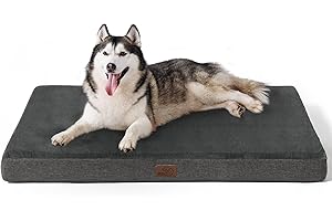 Bedsure Matelas Chien Mémoire de Forme - Coussin Grande Taille Orthopédique, XXL Tapis Lavable et Antidérapant, Lit pour Chien Intérieur, Gris, 120x74cm