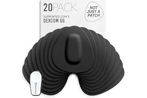 Not Just A Patch CGM Sensor Patches for Dexcom G6 & MiaoMiao (20 Pack) - Water Resistant & Durable for Active Lifestyle for 10-14 Days - Pre-Cut Dexcom G6 Adhesive Patches in Black