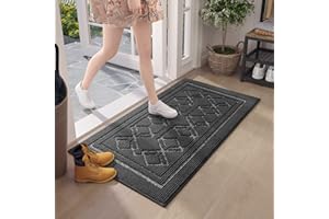 COLOR&GEOMETRY Color G zmywalne wycieraczki do wewnątrz, wycieraczka wejściowa do wewnątrz, antypoślizgowa mata zatrzymująca brud, wytrzymała mata do wnętrz, chłonny dywanik wejściowy, cienki dywan podłogowy, 45 x 80 cm, szara